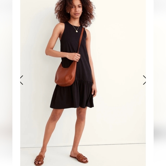 MADEWELL Brightside Ruffle Tank Mini Dress tiered Black Summer Basic medium - Picture 2 of 9